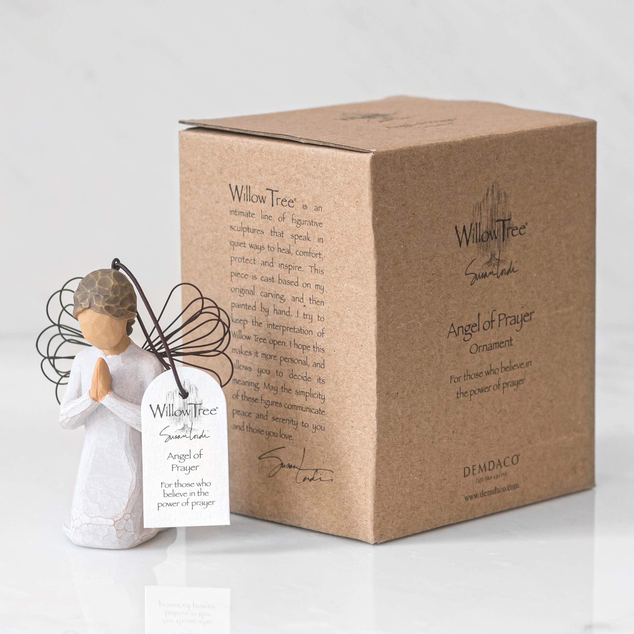 Willow Tree Angel of Prayer Ornament, Sculpted Hand-Painted Figure - Image 3