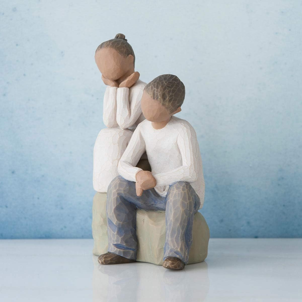 Willow Tree Brother and Sister (Darker Skin Tone & Hair Color), Sculpted Hand-Painted Figure - Image 3