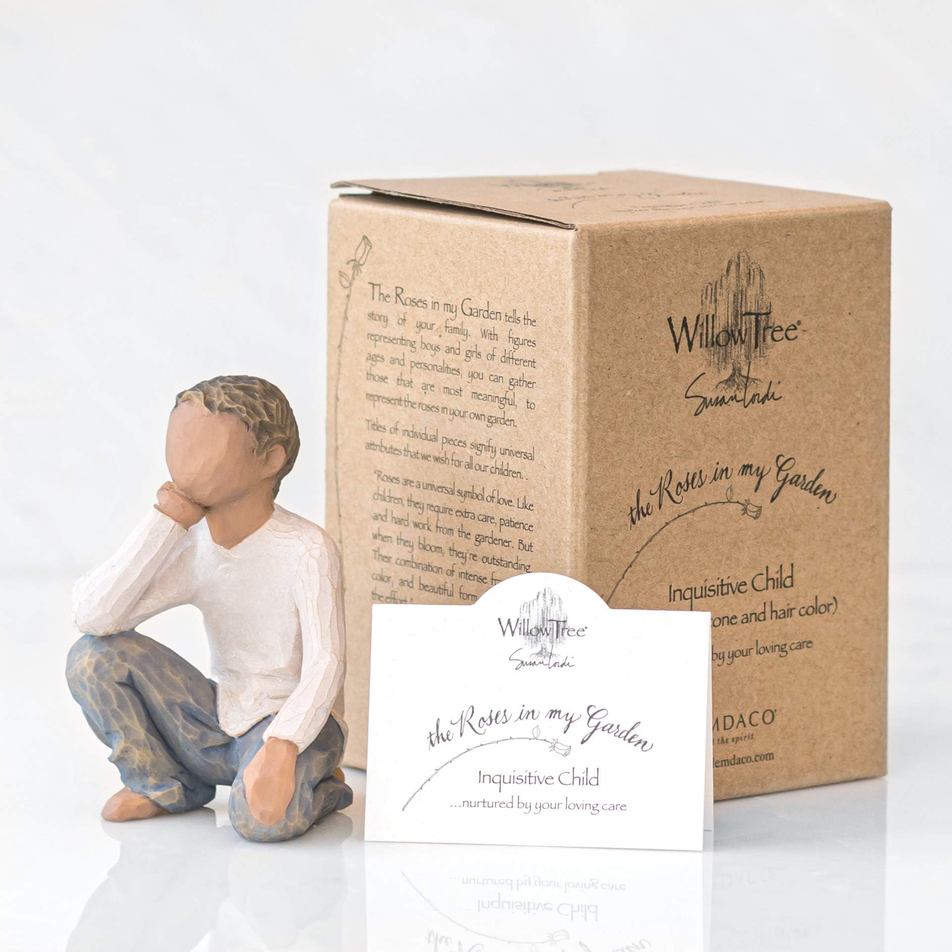 Willow Tree Inquisitive Child (Darker Skin Tone & Hair Color), Sculpted Hand-Painted Figure - Image 6