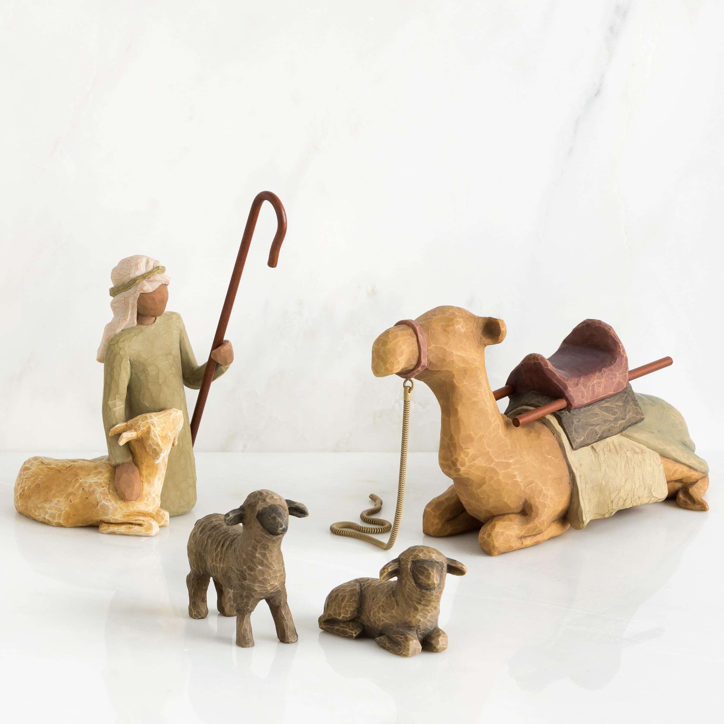 Willow Tree Nativity Accessory Figures with The Three Wisemen Plus Shepherd and Stable Animals 7-Piece Set - Image 3